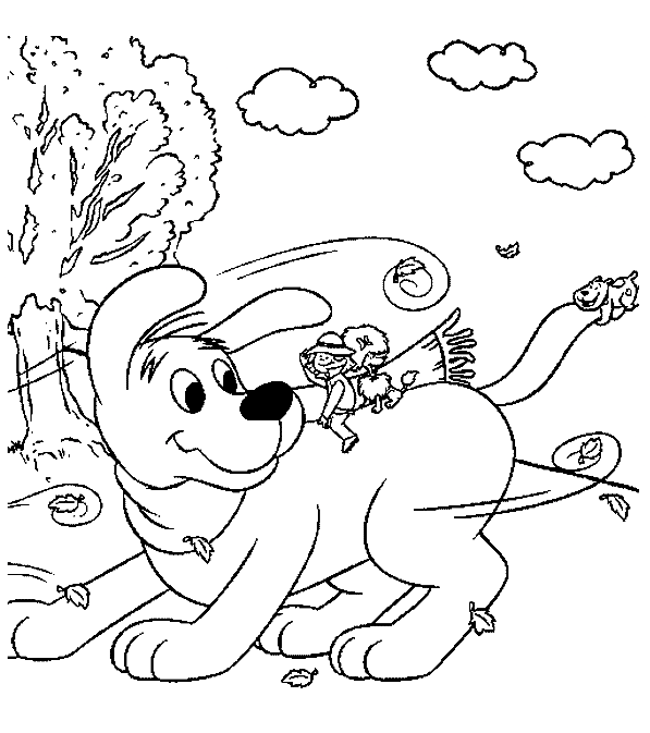 Clifford On A Windy Day Coloring Pages