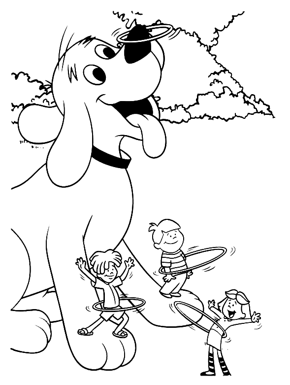Clifford Playing with Friends Coloring Page