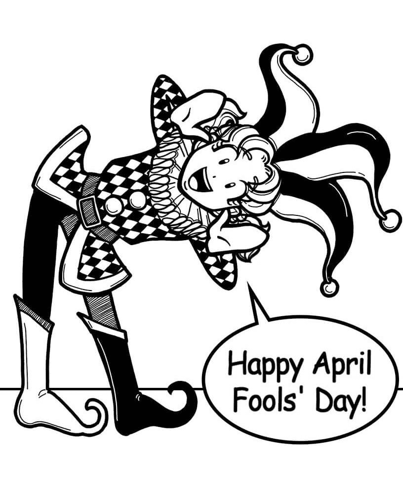 Clown Happy April Fool’s Day Coloring Page