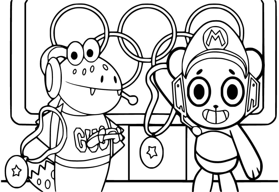 Combo Panda and Gus Coloring Pages