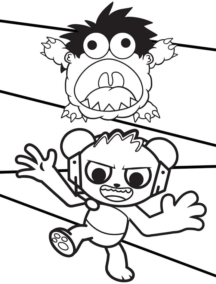 Combo Panda with Moe Monster Coloring Page