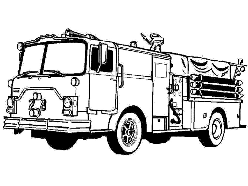 Coole brandweerwagen kleurplaat
