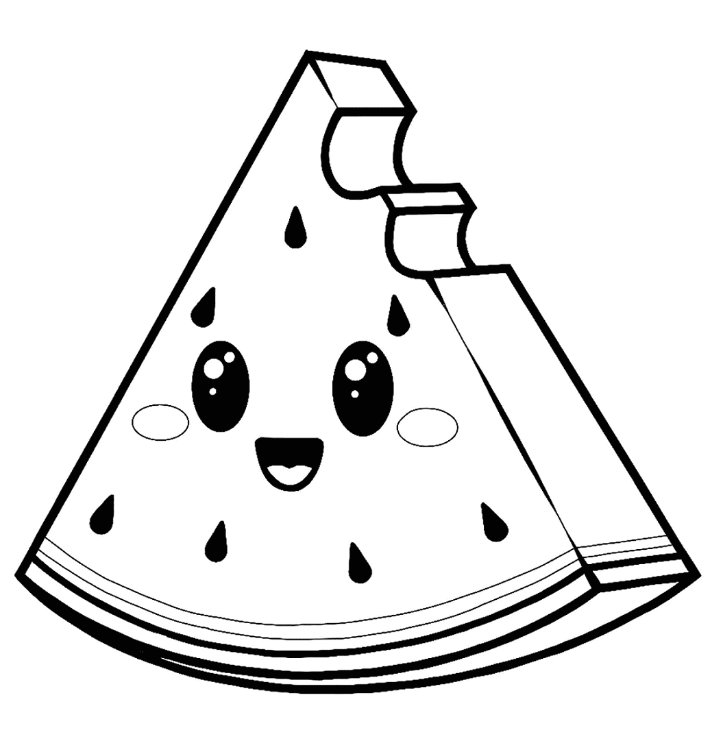 Cool Kawaii Watermelon Coloring Pages