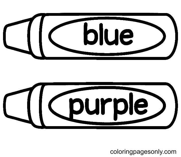 Crayón Azul Y Morado Página Para Colorear