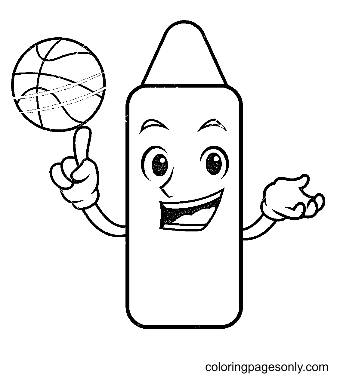 Crayon With basketball Coloring Page