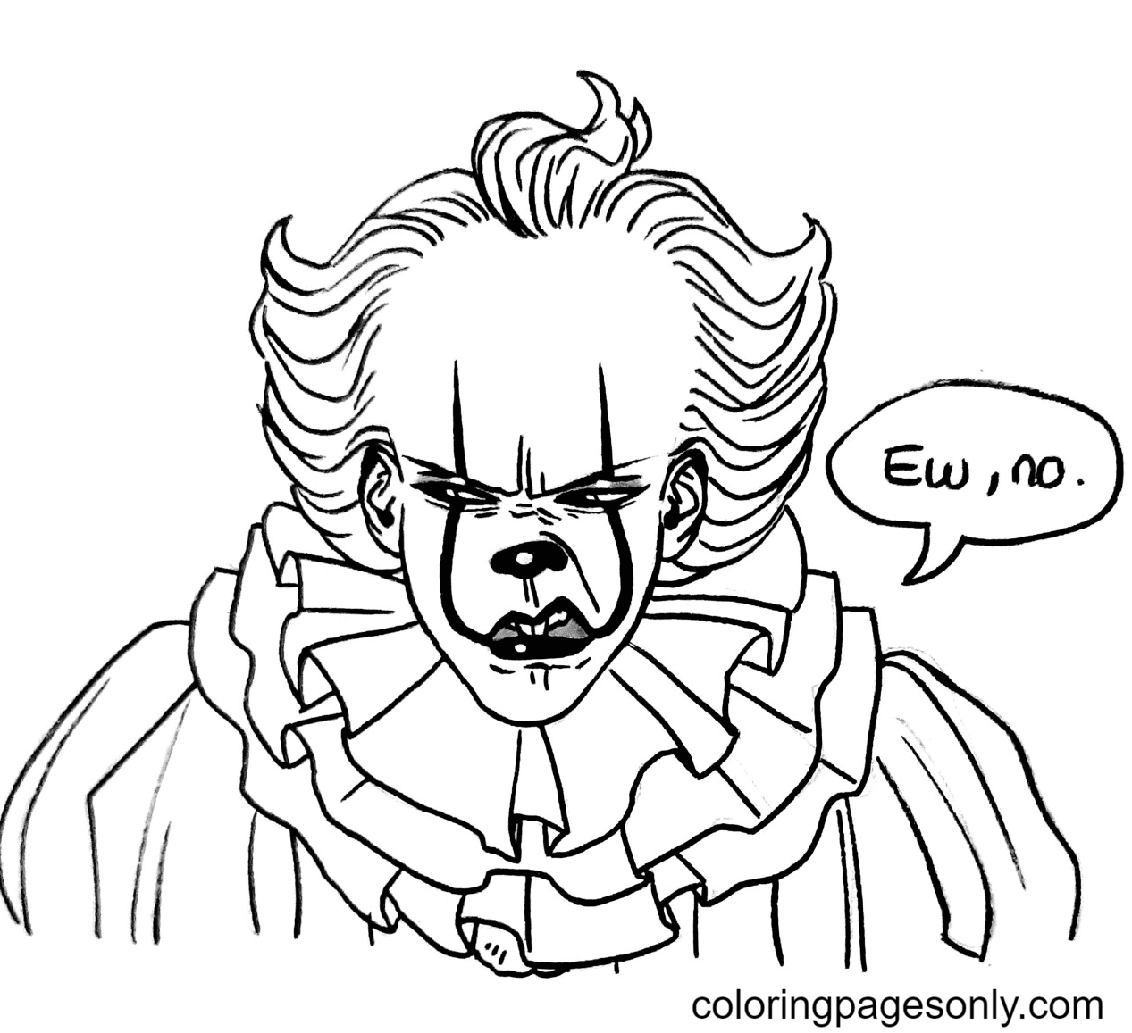 Scary Clown Face Coloring Pages