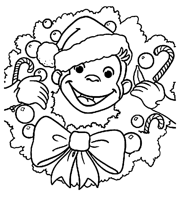 Curious George Christmas Coloring Page