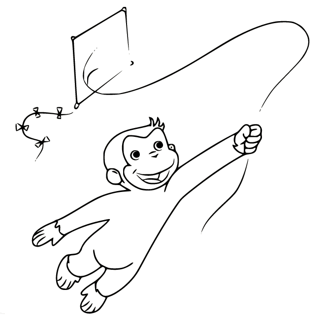 Jorge el Curioso volando una cometa de Jorge el Curioso