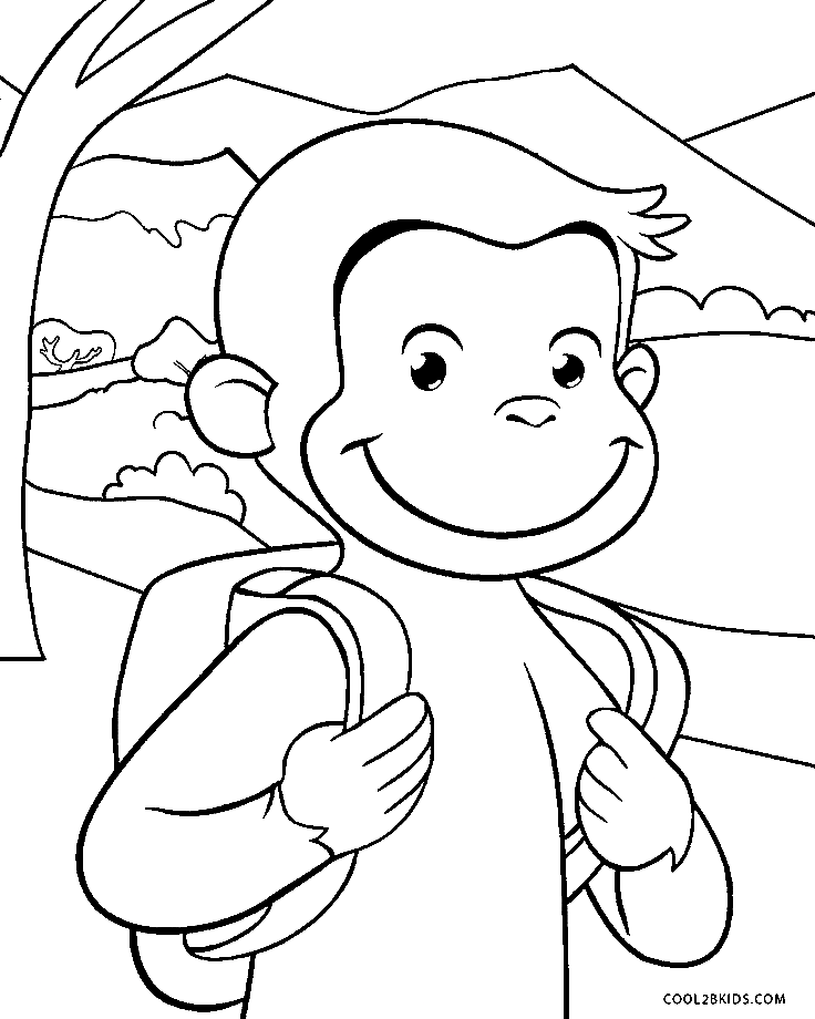 Curious George Goes to School Coloring Page