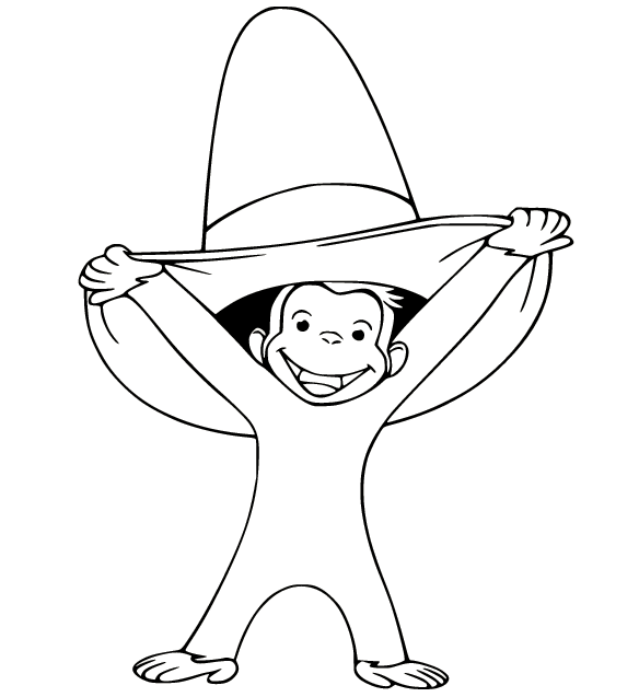 Curious George Got out of the Hat Coloring Page