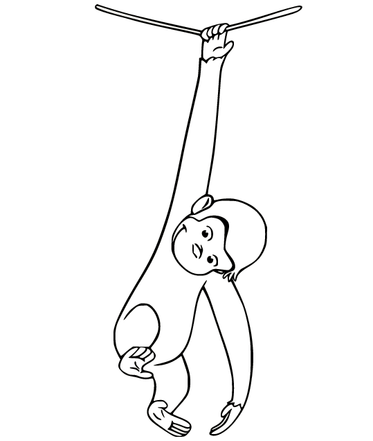 Curious George Hang on the Rope Coloring Page