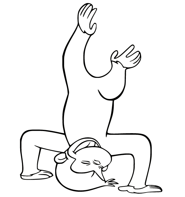 Curious George Standing Upside Down Coloring Page