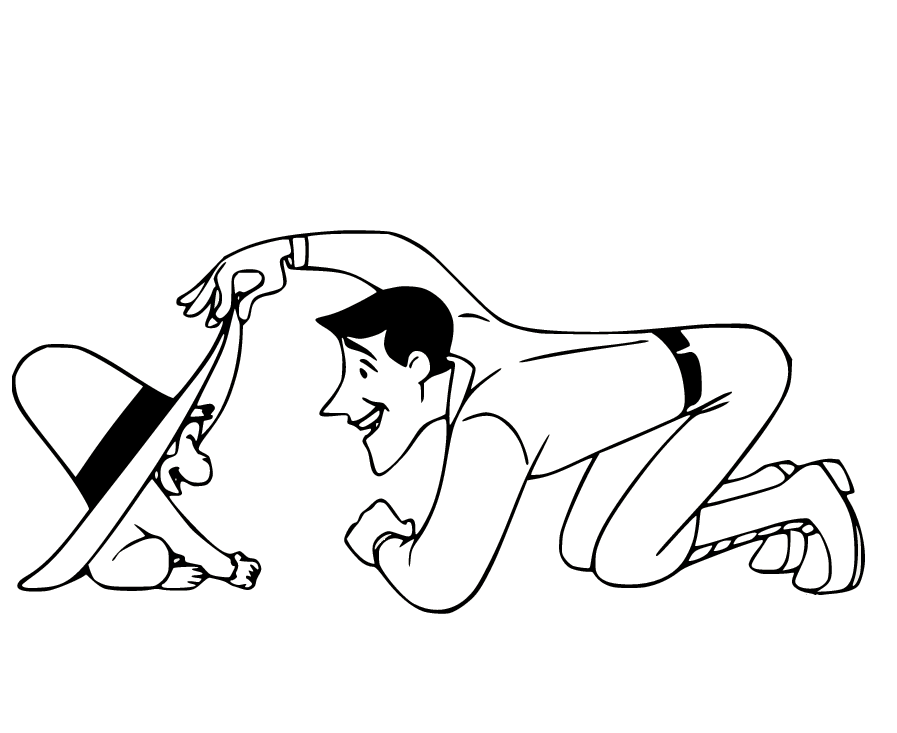 Curious George and Ted Shackleford Playing Hide and Seek Coloring Pages