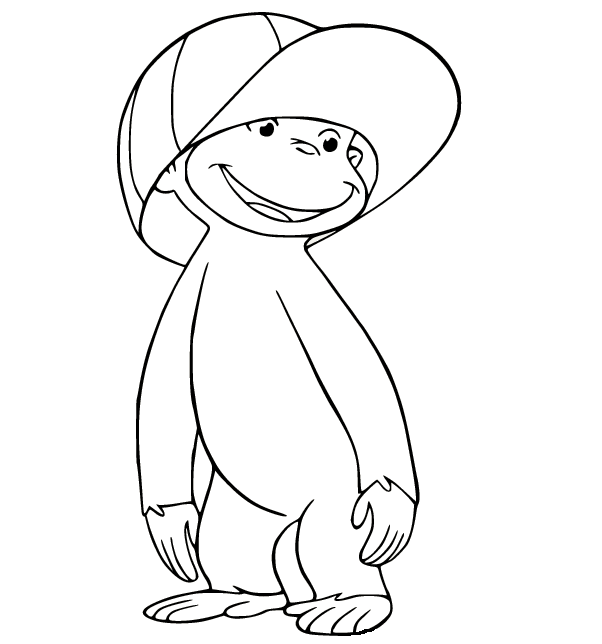 Curious George with the Hat Coloring Page