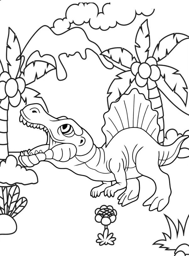 Coloriage Spinosaurus curieux