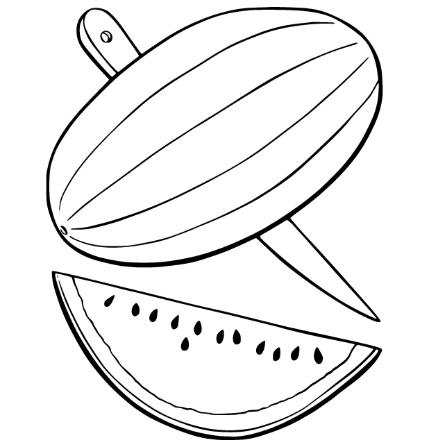 Cut Watermelon Coloring Page