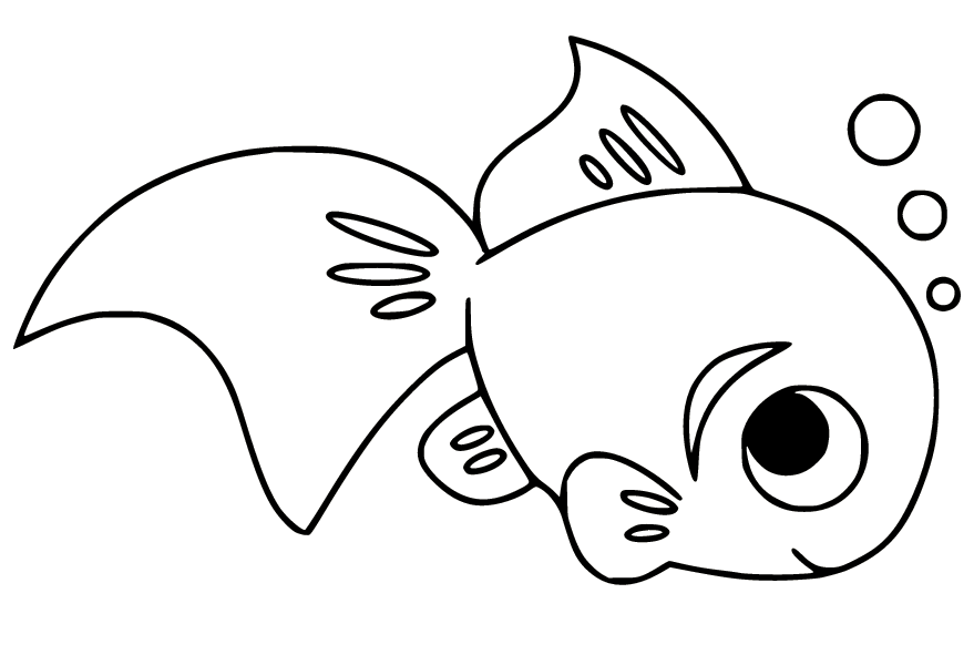 Cute Cartoon Goldfish Coloring Page