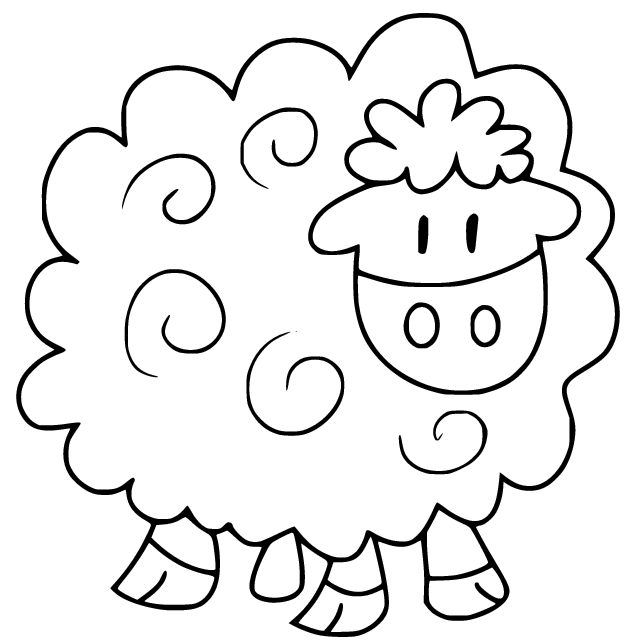 Cute Cartoon Sheep Coloring Page
