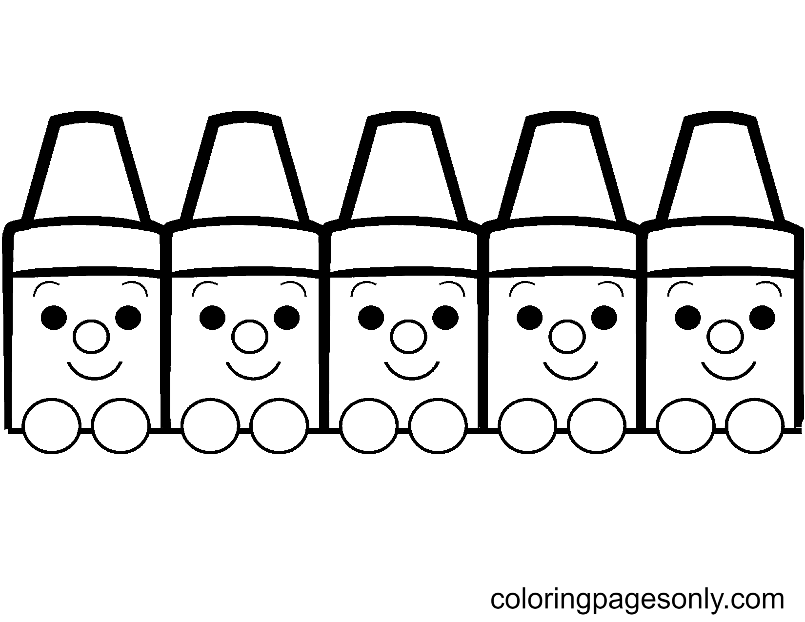 Cute Crayons Coloring Pages