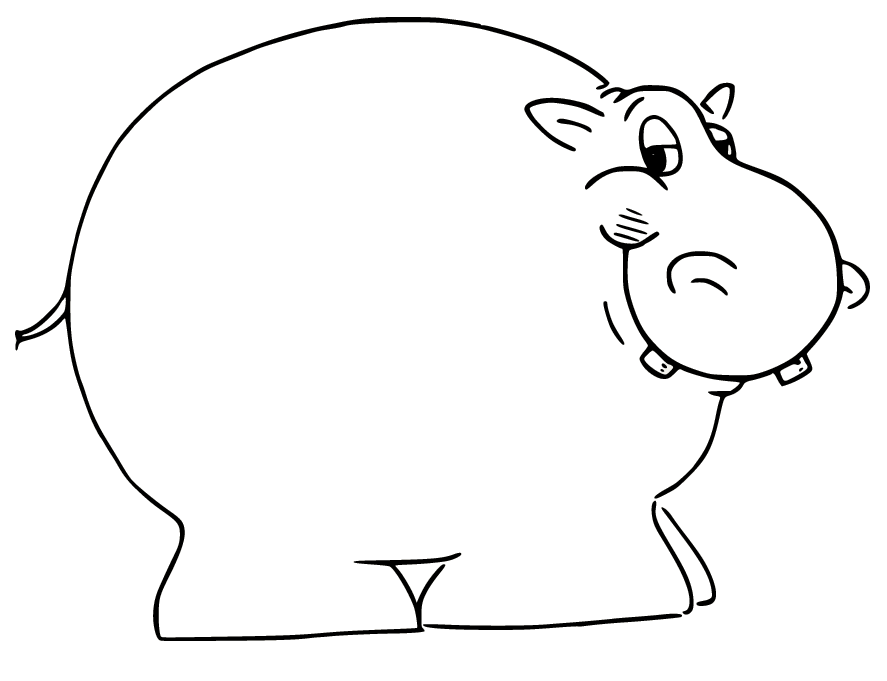 Cute Fat Hippo Coloring Page