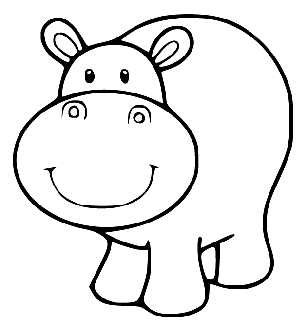 Cute Hippo Coloring Page