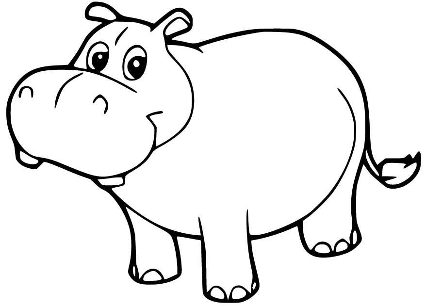 Cute Little Hippo Coloring Page