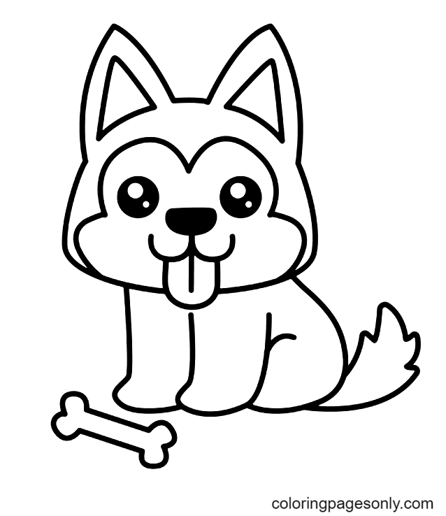 Cute Little Husky Coloring Page Free Printable Coloring Pages