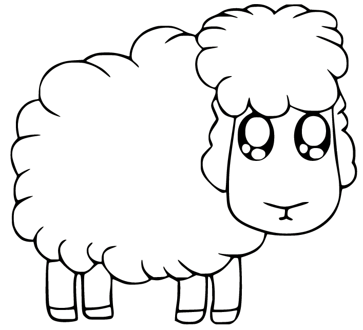 Cute Sheep with Big Eyes Coloring Page