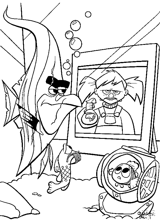 Darla, Nemo, Dory and Gurgle Coloring Page