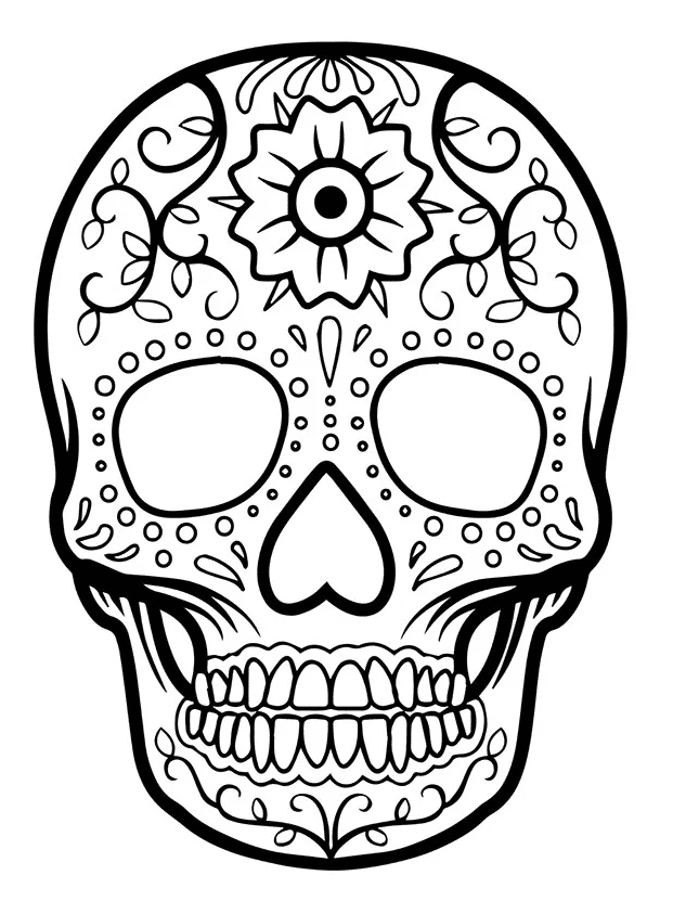 Day of Dead Skull Coloring Page