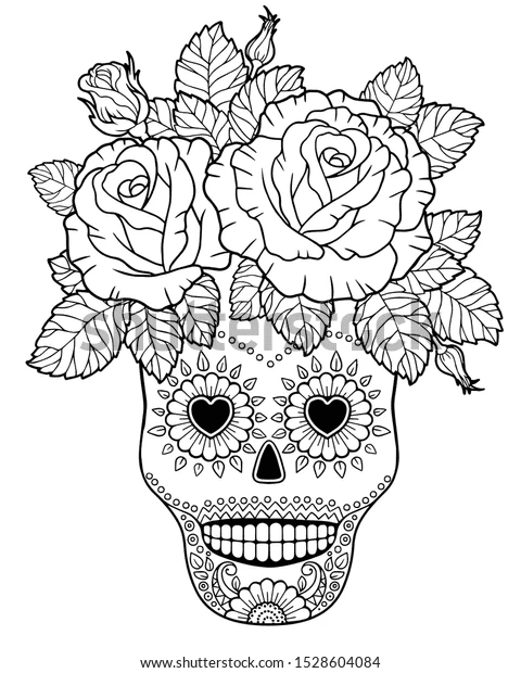 Jour des Morts avec crâne et fleurs du Jour des Morts