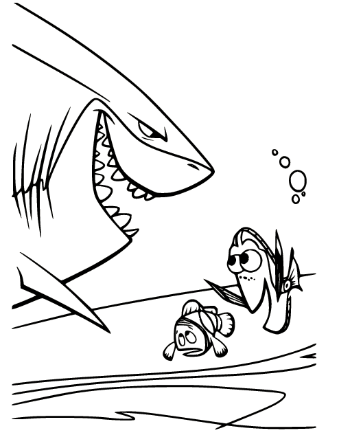 Dory und Marlin treffen Bruce aus „Findet Nemo“.