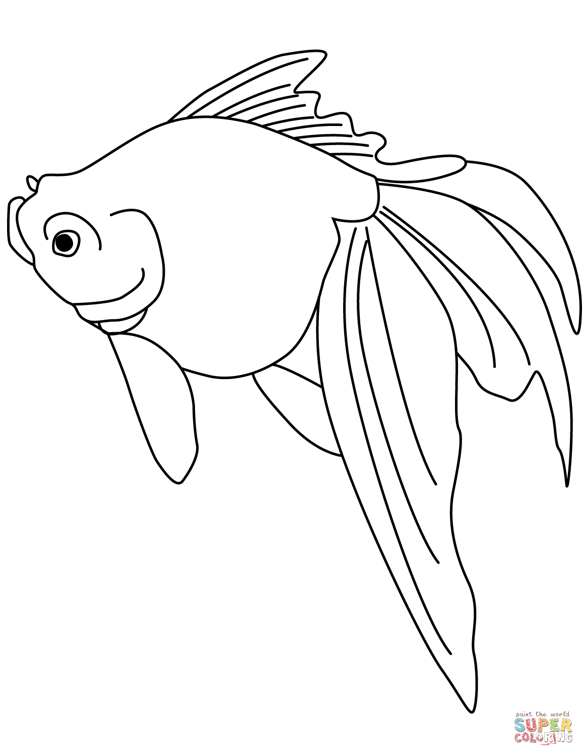 Easy Simple Goldfish Coloring Page