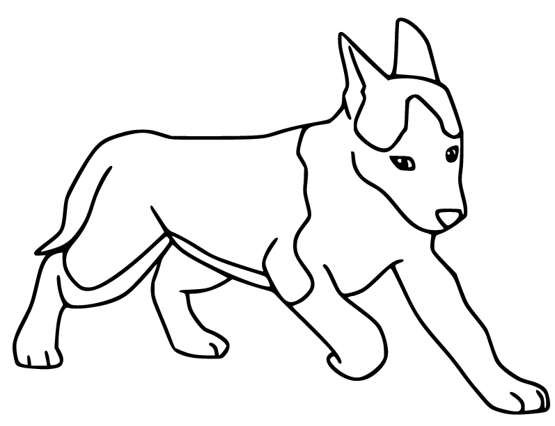 Easy Young Husky Coloring Pages