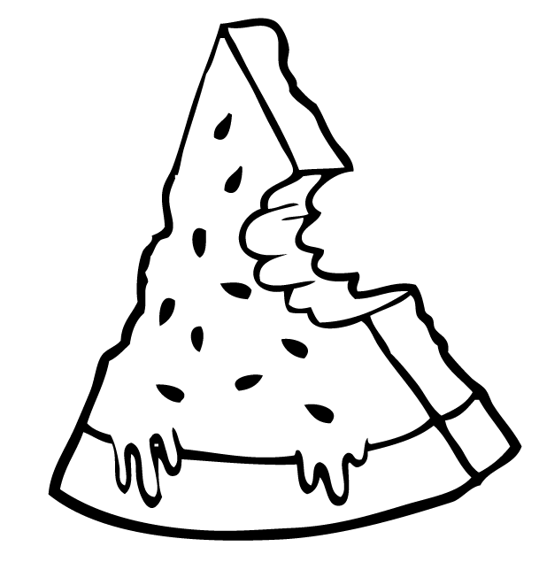 Eating Watermelon Slice Coloring Pages