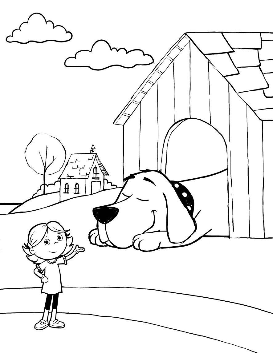 Emily Elizabeth and Clifford Coloring Page