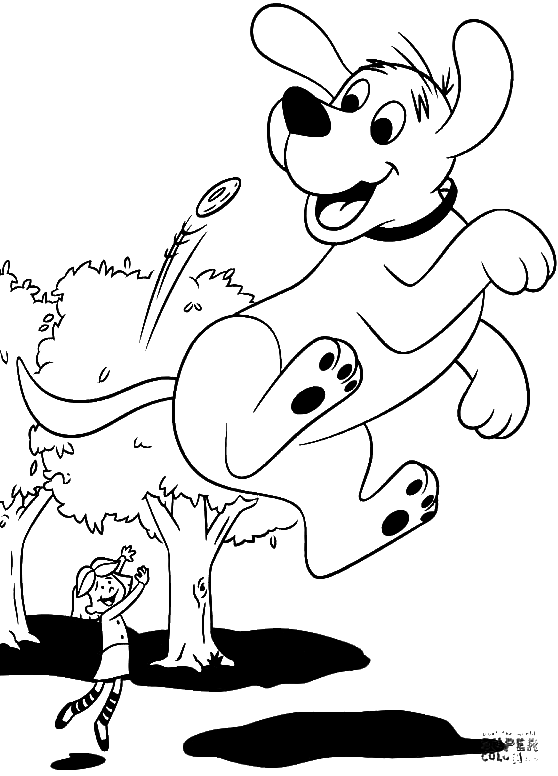 Emily Is Playing With Clifford Coloring Page