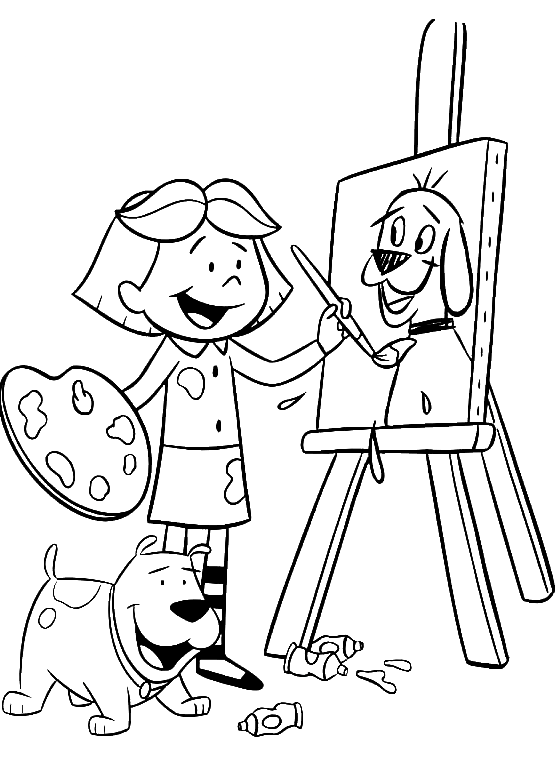 Emily is painting Clifford Coloring Page