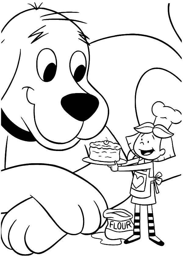 Emily with CLifford Coloring Page