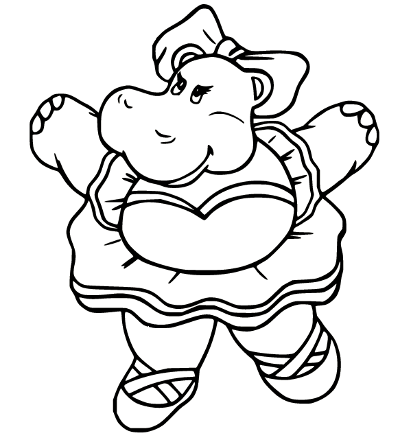 Fat Hippo Dancing Coloring Page