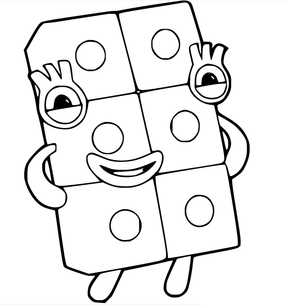 Fat Numberblocks Six Coloring Page