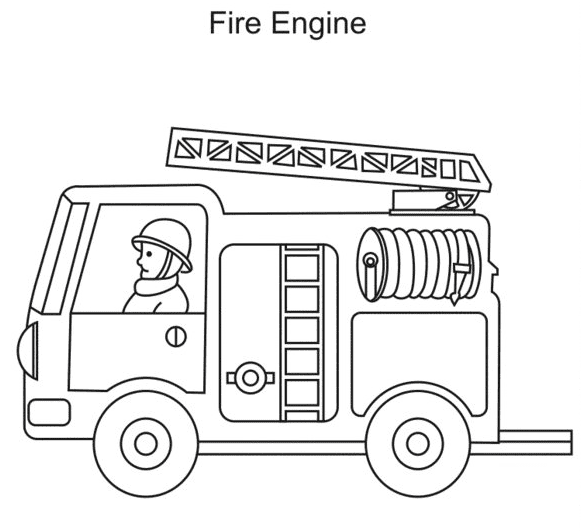 Fire Engine for Kids Coloring Page