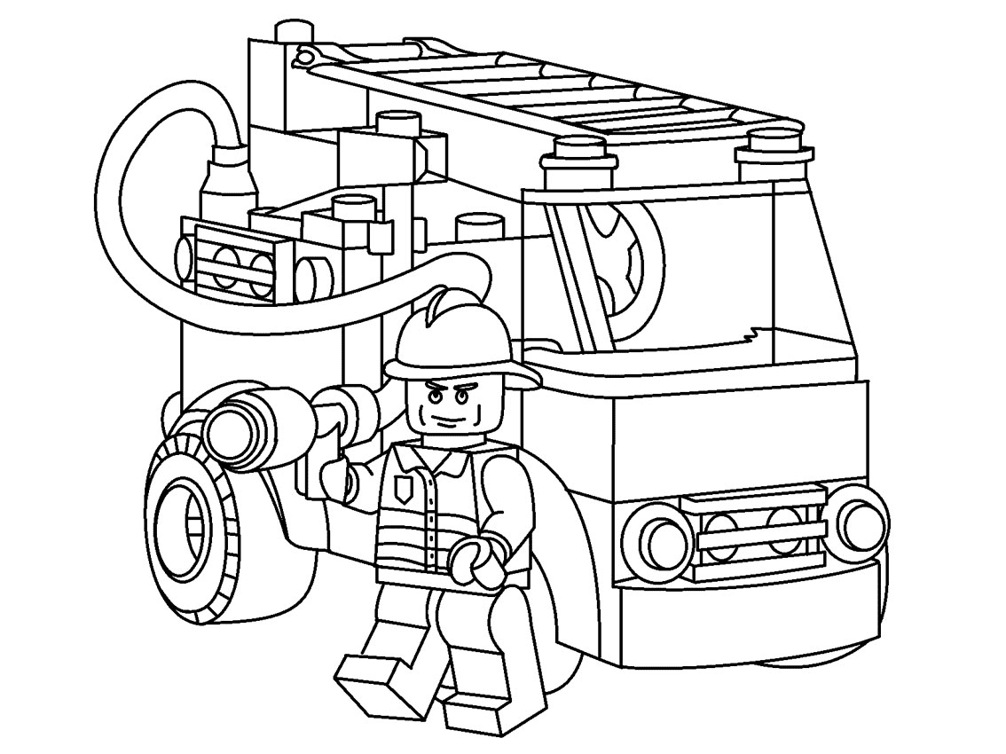 Fire Truck Lego Coloring Page