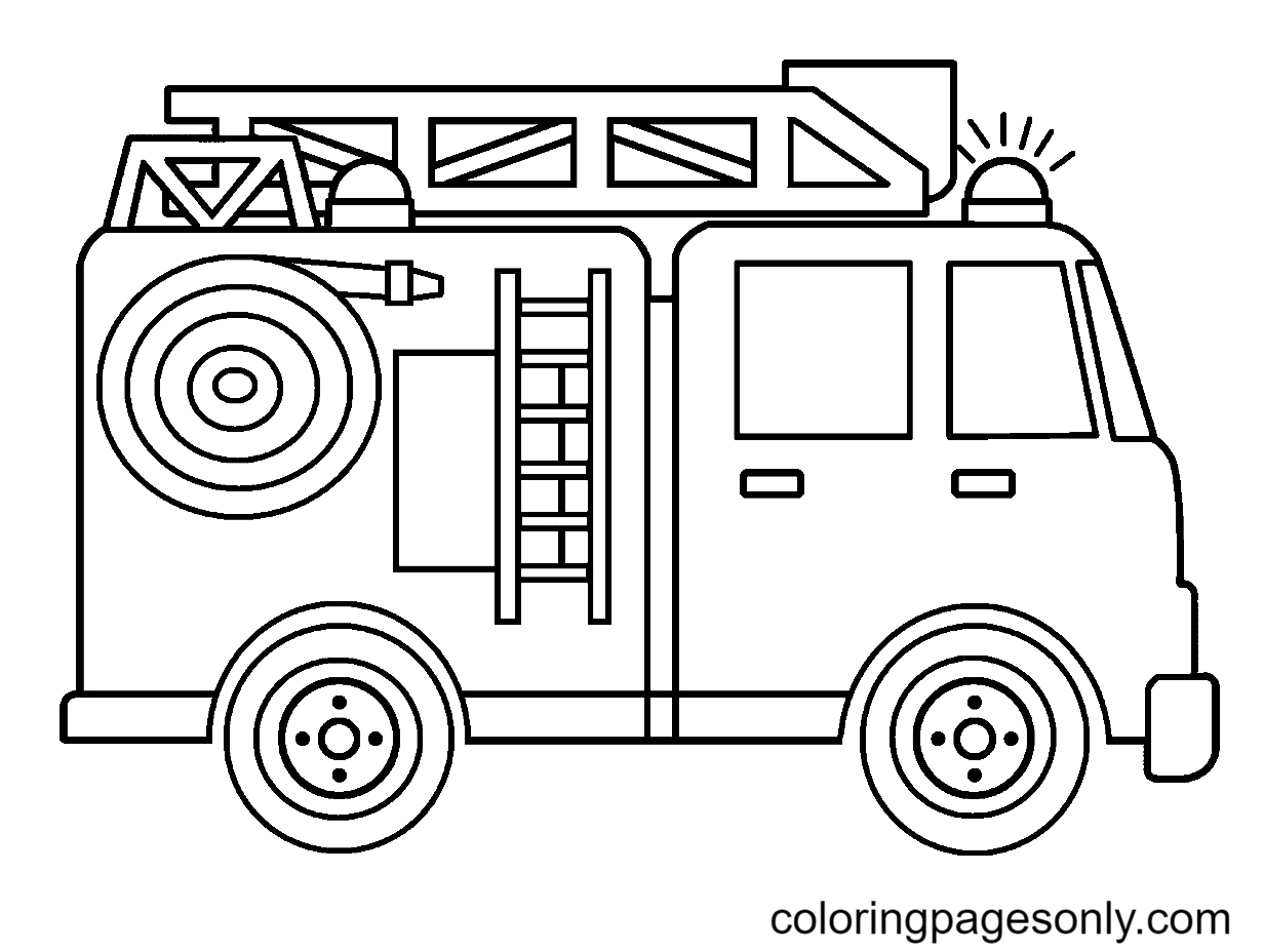 Brandweerwagen voor peuters kleurplaat