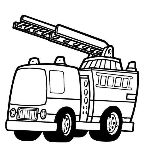 Fire Truck with Fire Ladder Coloring Page