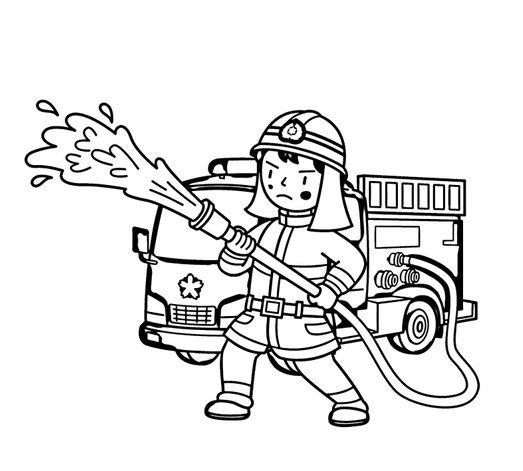 Brandweerlieden van dienst Kleurplaat