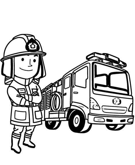 Brandweerman en brandweerwagen van Brandweerwagen