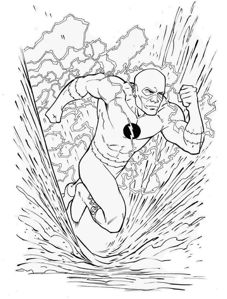 Flash Running on Water Coloring Pages
