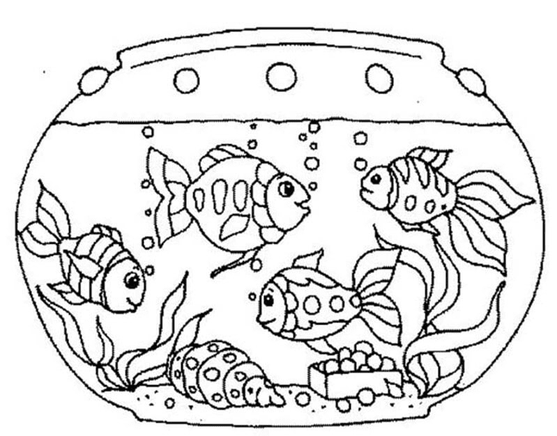 Four Goldfish Coloring Page
