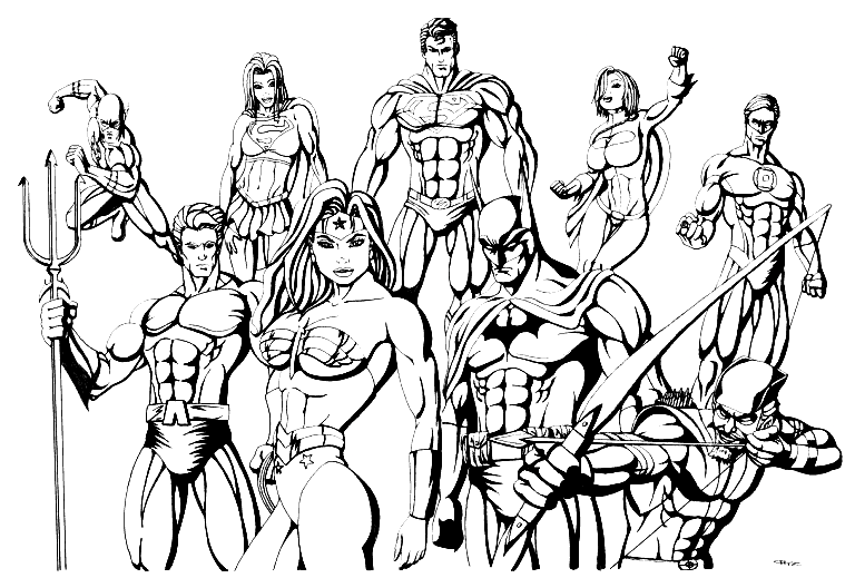 Pagina da colorare stampabile gratuita di Justice League